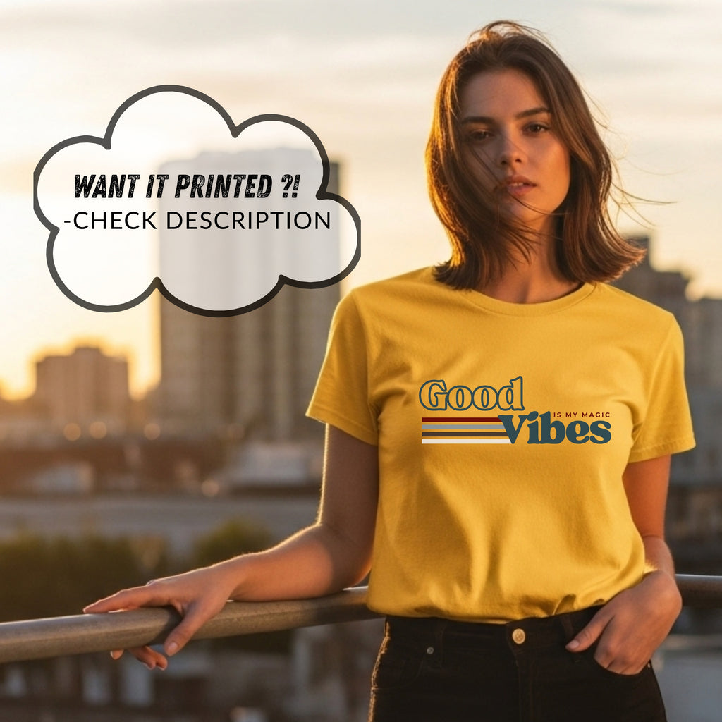 Good Vibes Is My Magic - Retro Striped Typography Positivity Mantra Statement Artwork