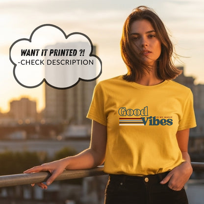 Good Vibes Is My Magic - Retro Striped Typography Positivity Mantra Statement Artwork