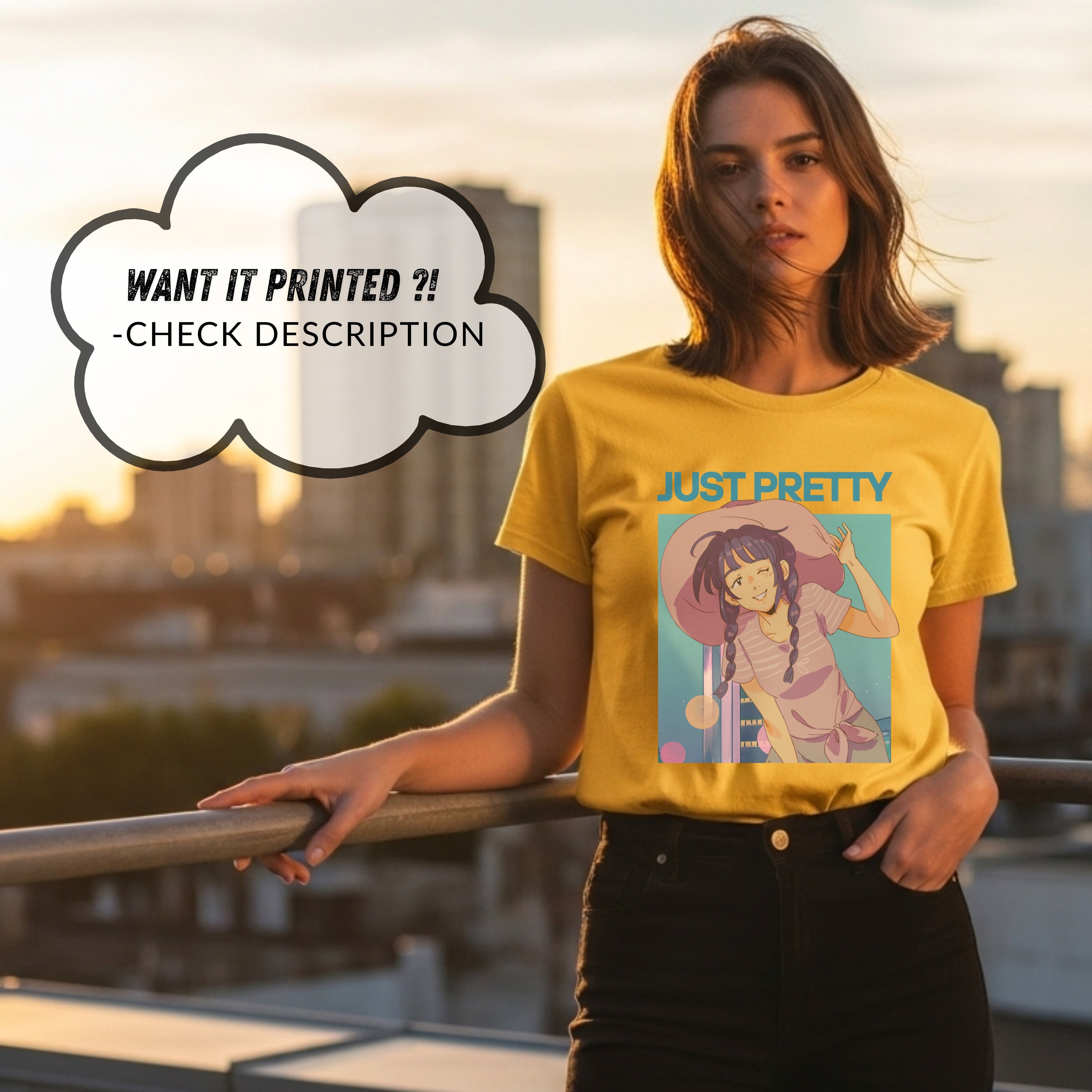 Just Pretty - Cute Anime Girl with Purple Braids Kawaii Aesthetic Illustration