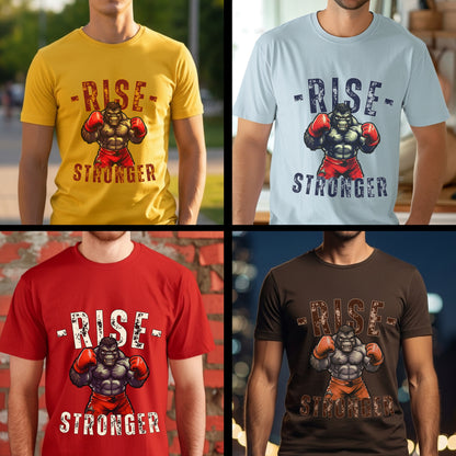 Rise Stronger - Boxing Gorilla Fitness Motivational Statement Artwork