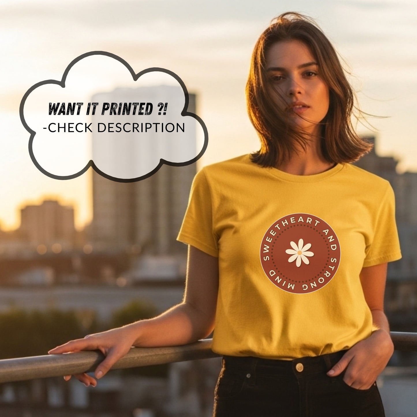 Sweetheart And Strong - Soft Daisy Flower Circle Empowered Femininity Statement Artwork