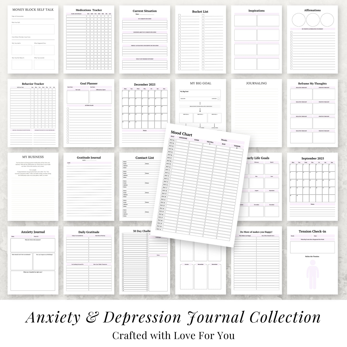 Anxiety & Depression Journal Bundle