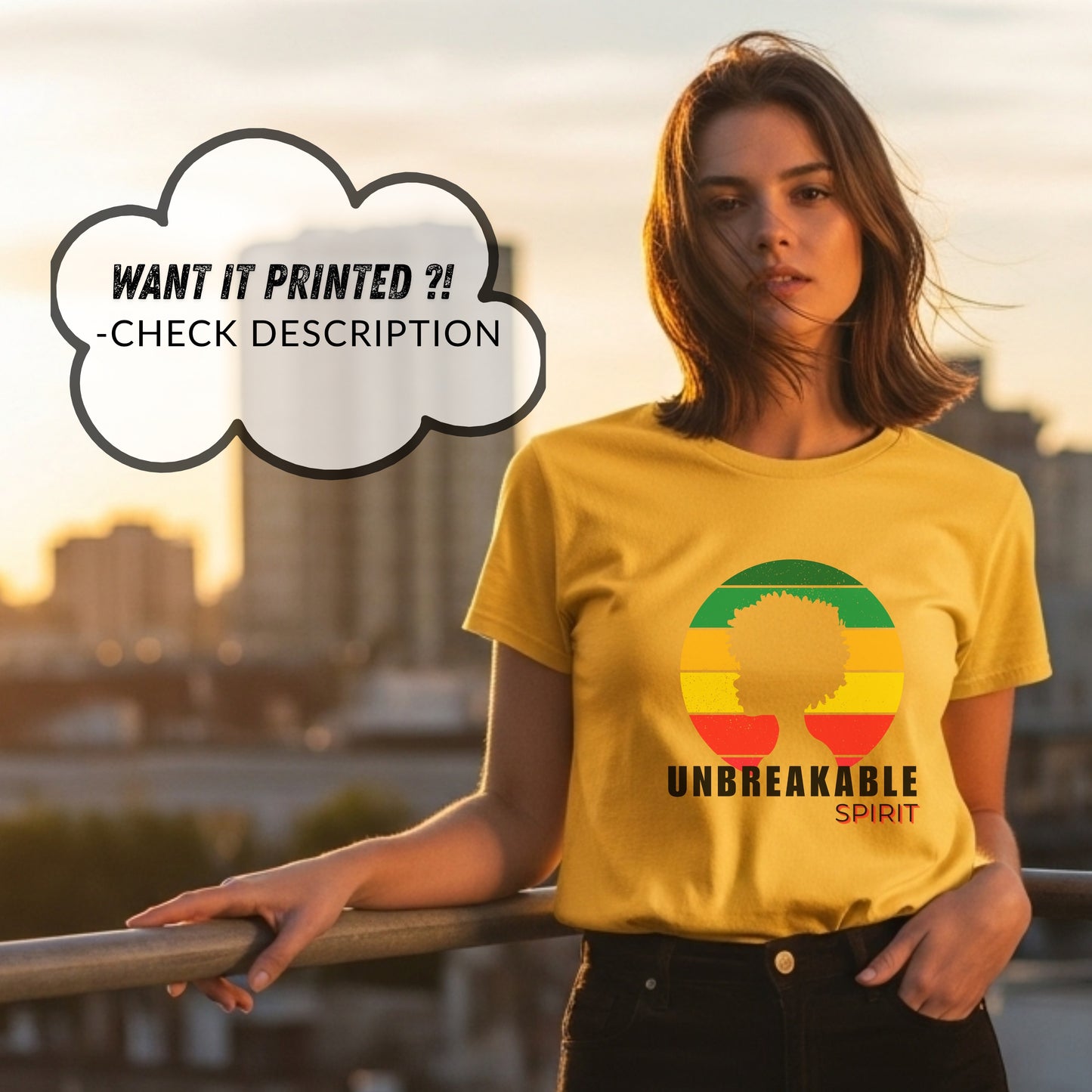 Unbreakable Spirit - Afro Silhouette Retro Sunset Circle Natural Hair Empowerment Artwork