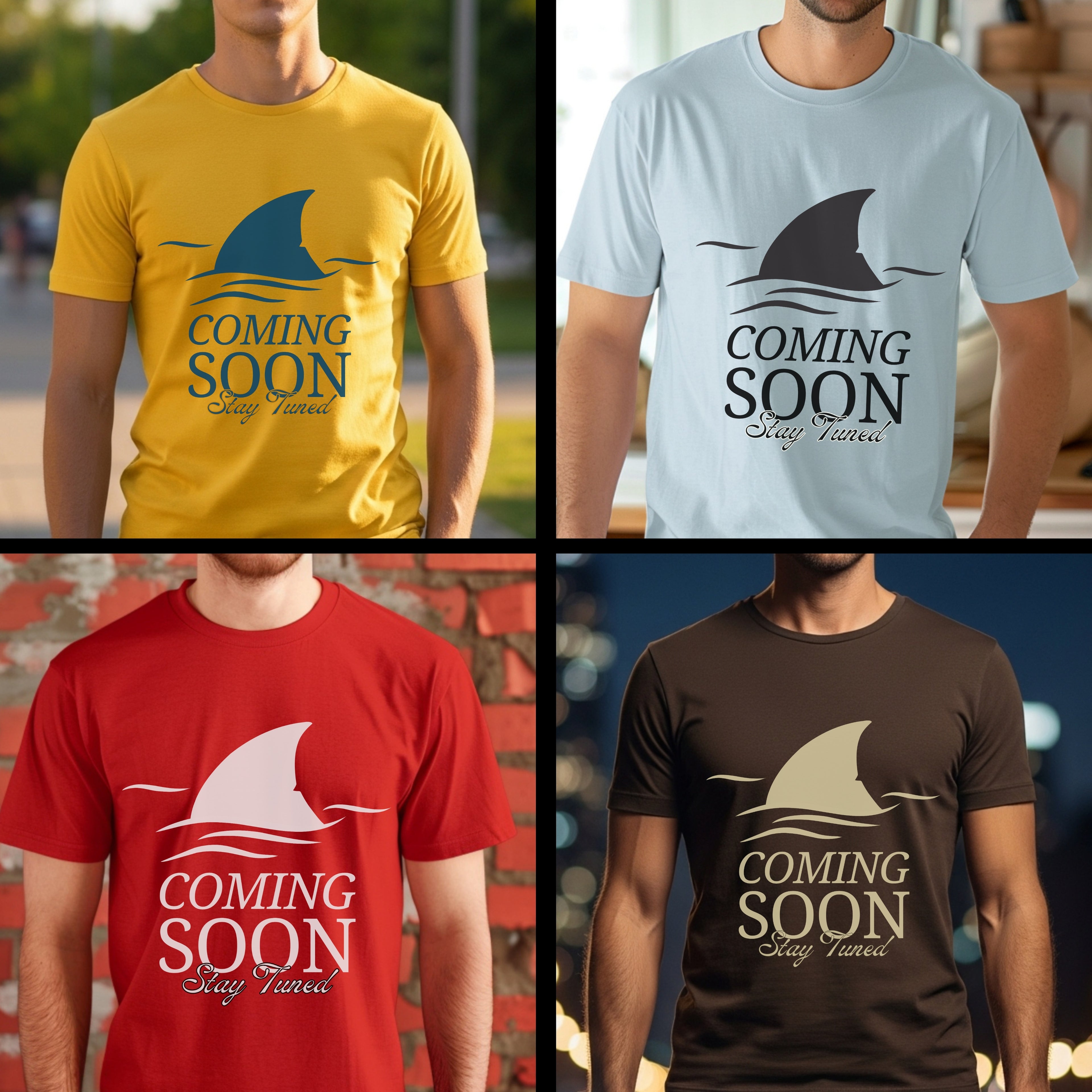 Coming Soon Stay Tuned - Shark Fin Anticipation Statement Artwork