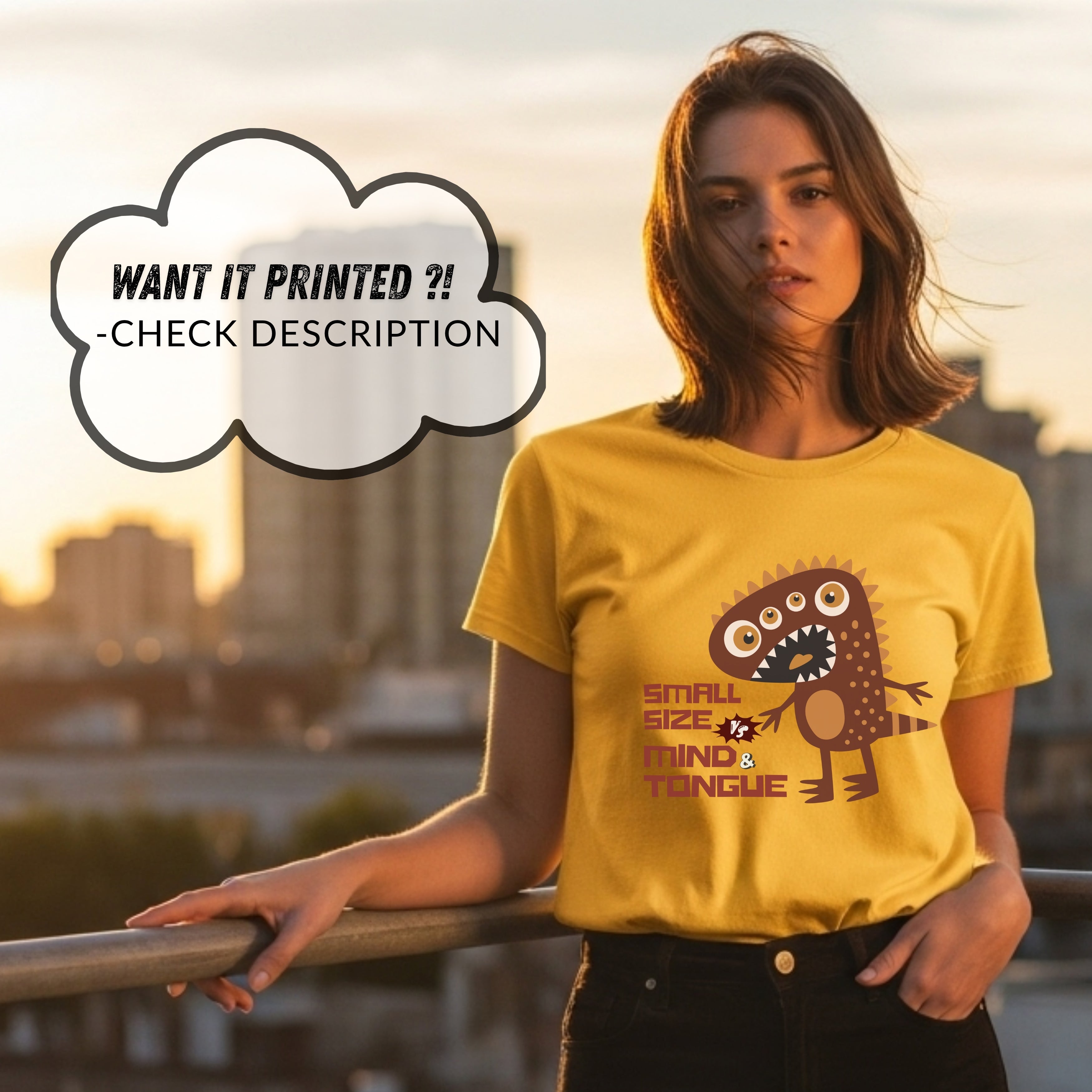 Small Size Mind Tongue - Funny Monster Humor Witty Comeback Statement Artwork