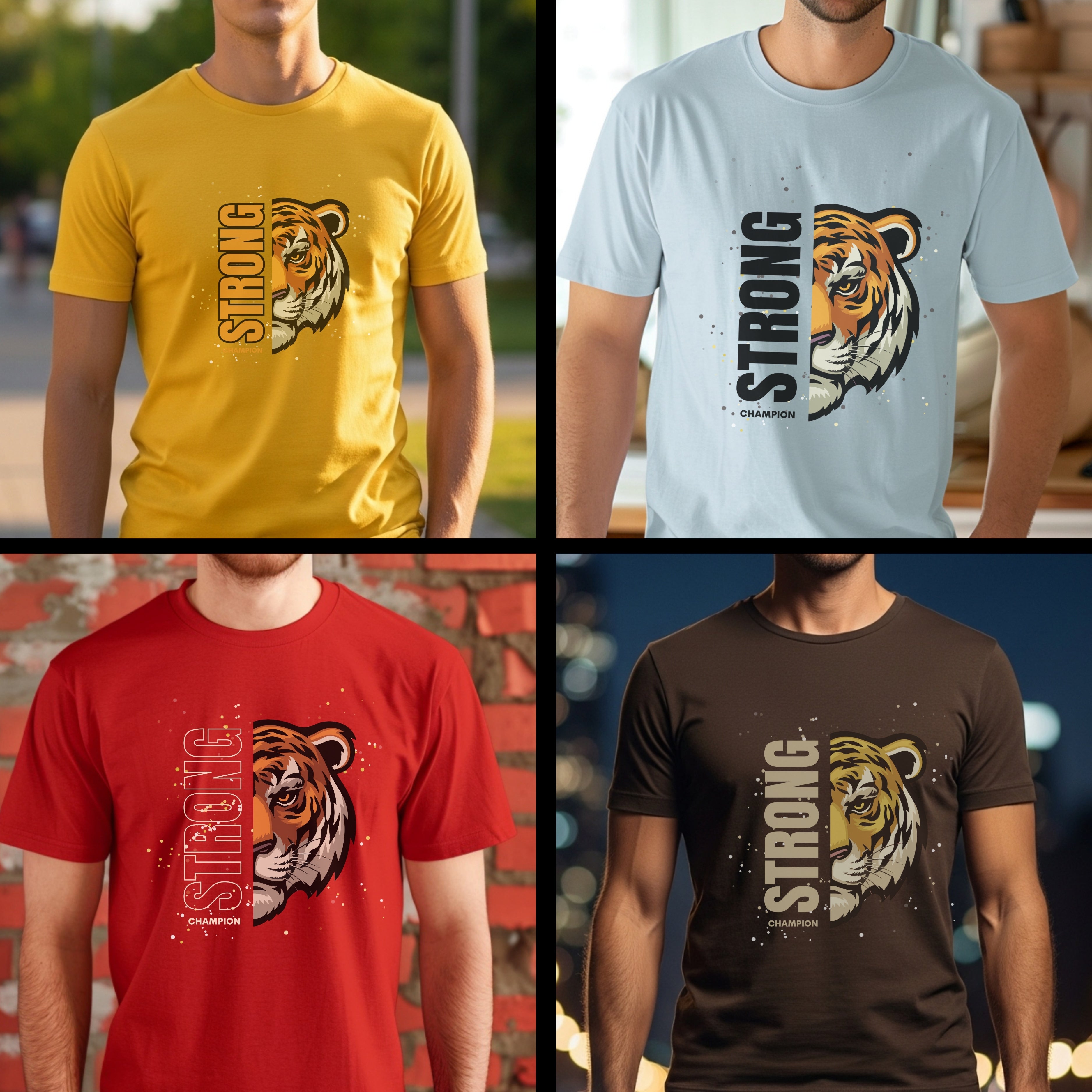 Strong Champion - Tiger Artistic Motivational Statement Artwork