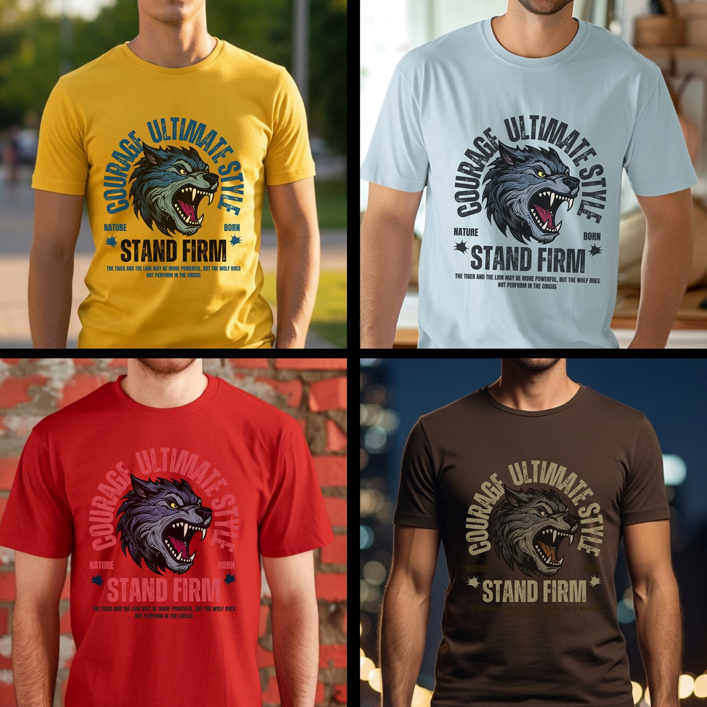 Courage Ultimate Style Stand Firm Wolf Motivational Statement Artwork