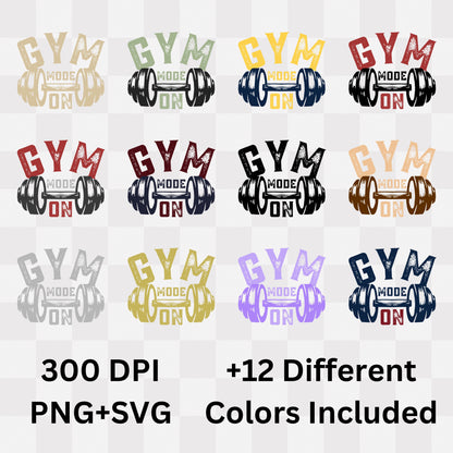 Gym Mode On - Intense Workout Motivation Barbell Statement Artwork