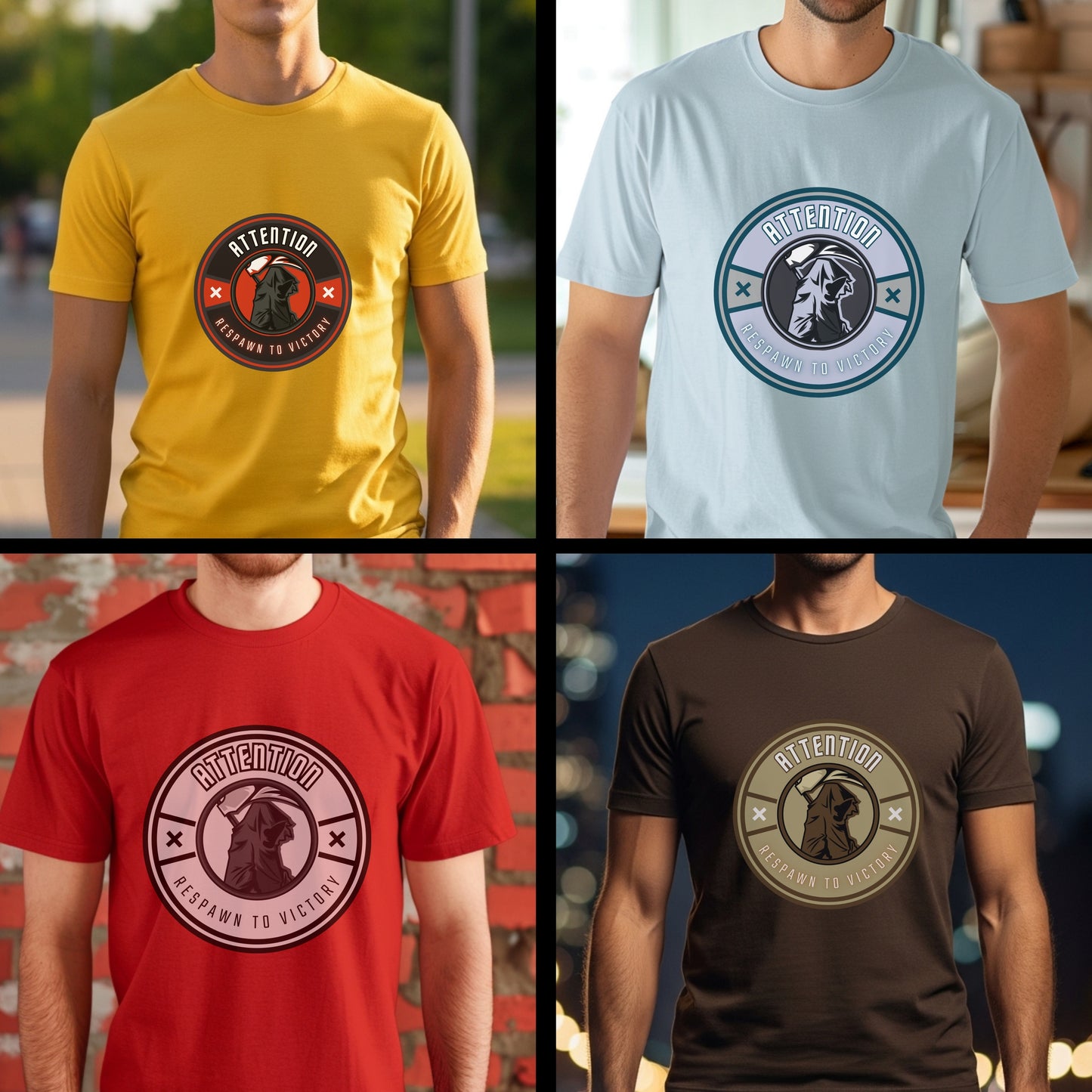 Attention Respawn To Victory - Gaming Warrior Motivational Statement Artwork