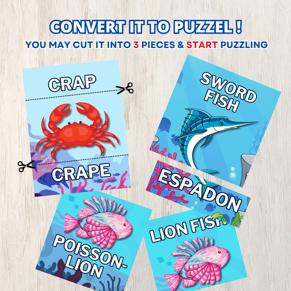 Sea Creatures English-French Flashcards