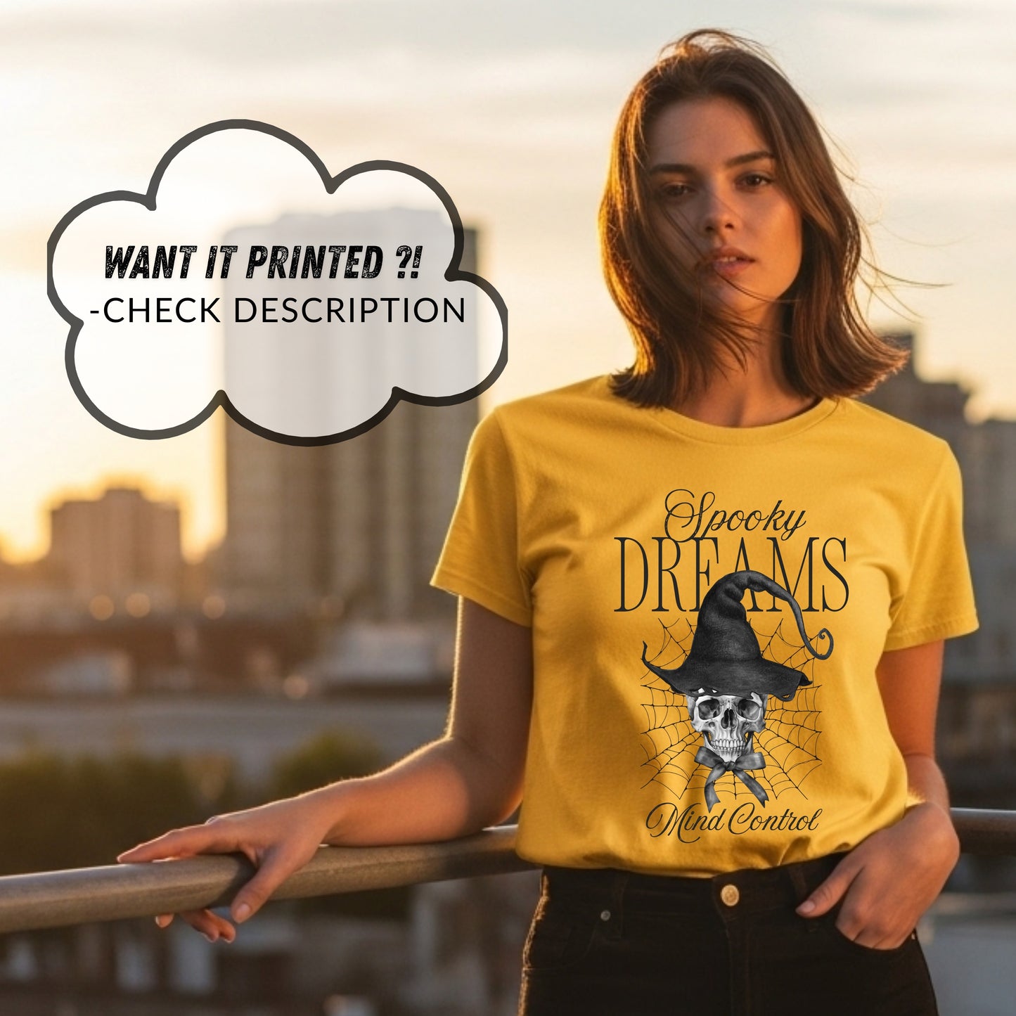 Spooky Dreams Mind Control - Gothic Witch Hat Skull Halloween Statement Artwork