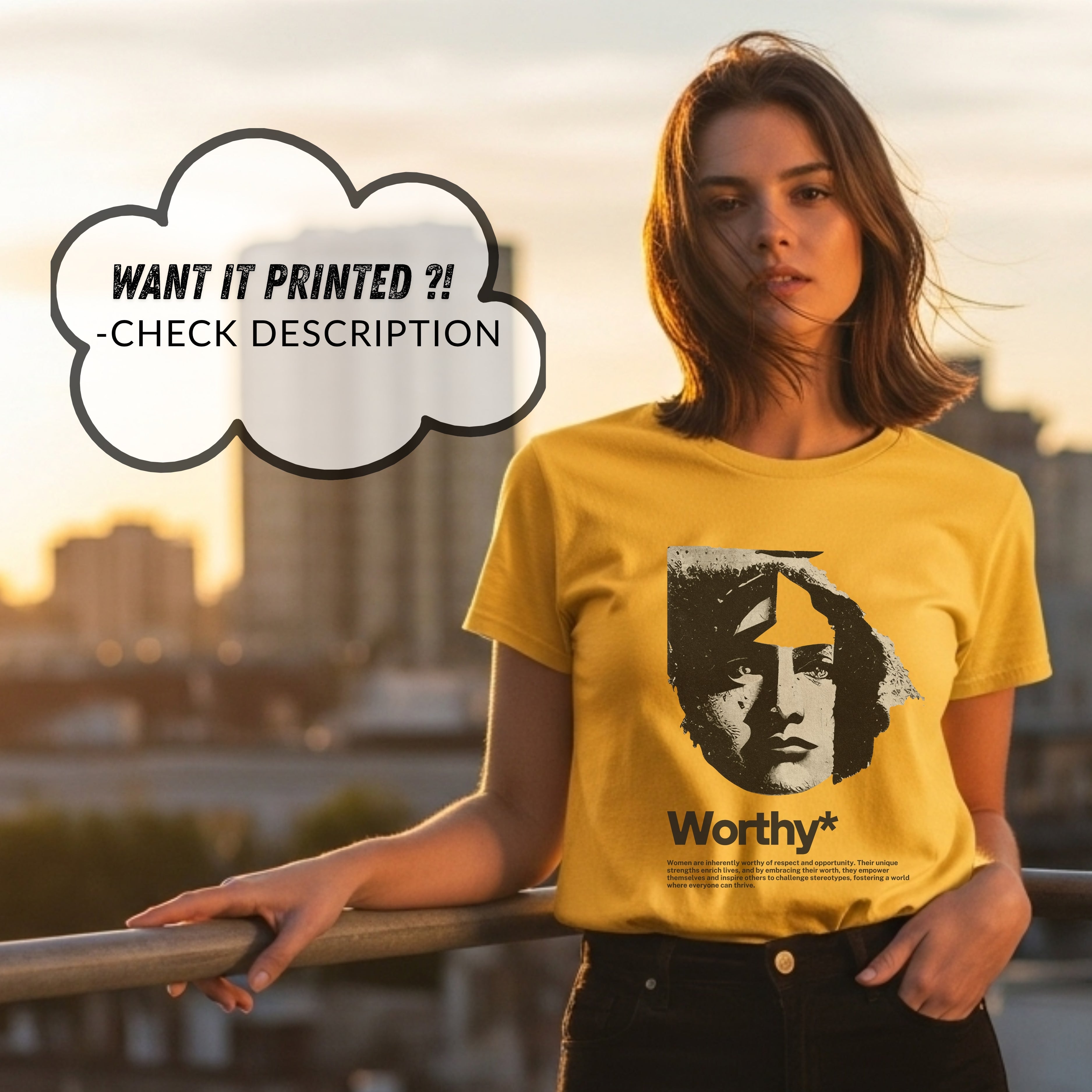 Worthy - Vintage Portrait Feminine Empowerment Self-Worth Affirmation Statement Artwork