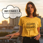 More Music Less Drama - Retro Bubble Script Musical Notes Priority Statement Artwork