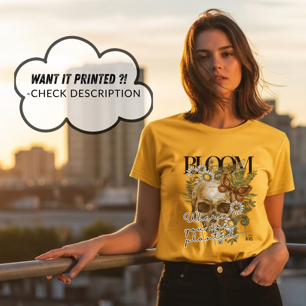 Bloom Where You Are Planted - Skull Butterfly Nature Growth Statement Artwork