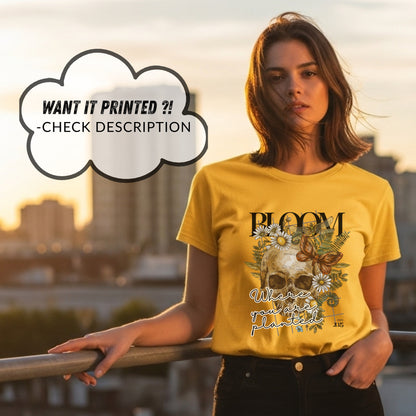 Bloom Where You Are Planted - Skull Butterfly Nature Growth Statement Artwork