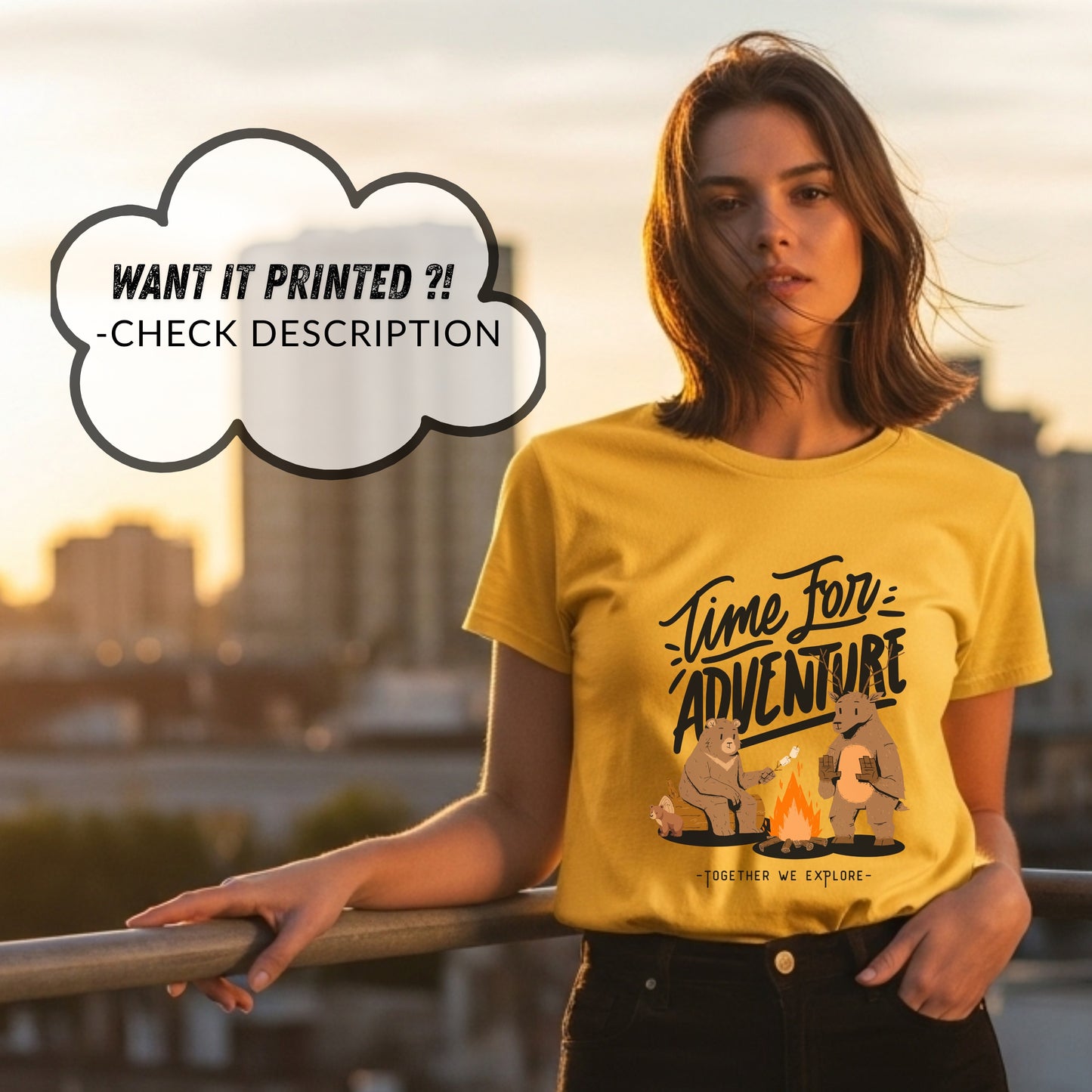 Time For Adventure Together We Explore - Bear Camping Outdoors Nature Statement Artwork