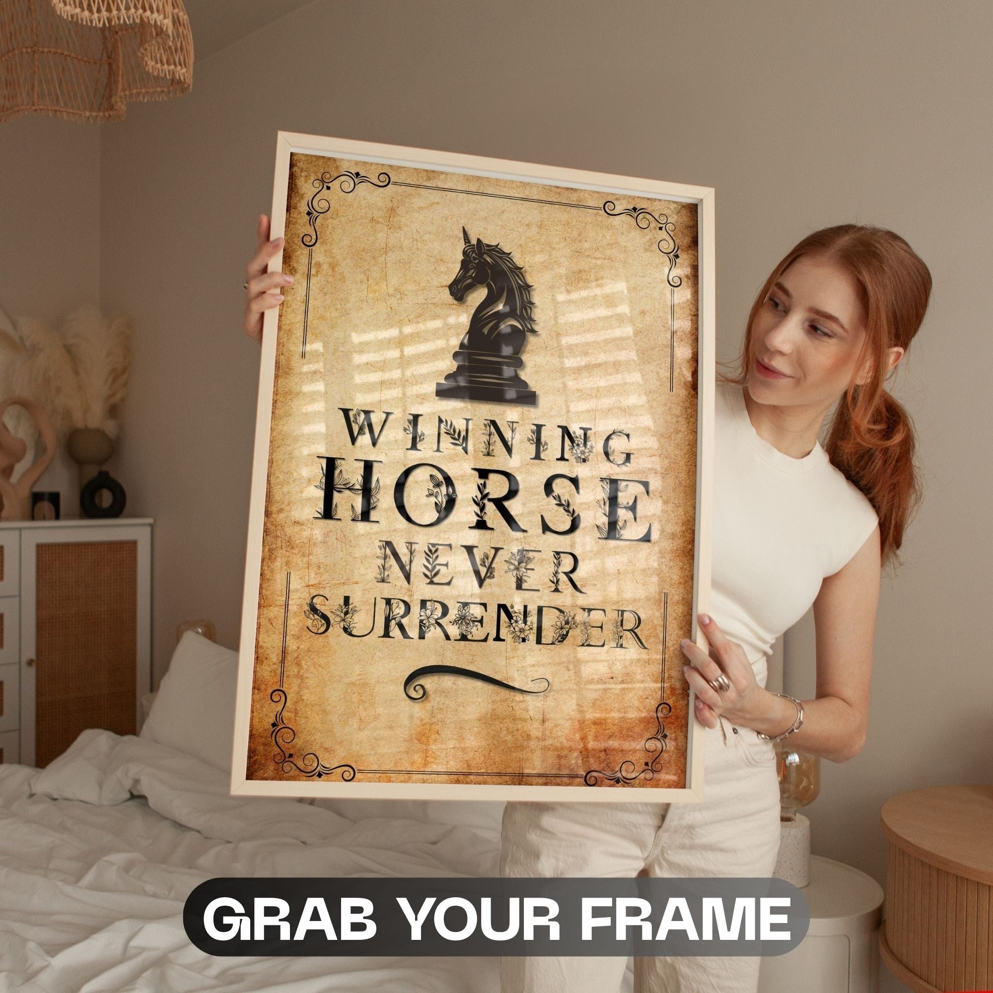 Winning Horse Never Surrender Wall Art