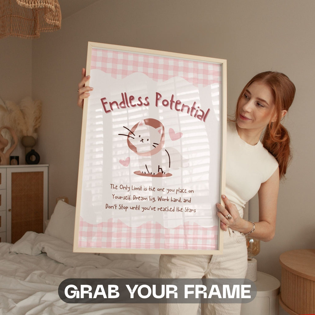 Endless Potential - Inspirational Kawaii Cat Wall Art