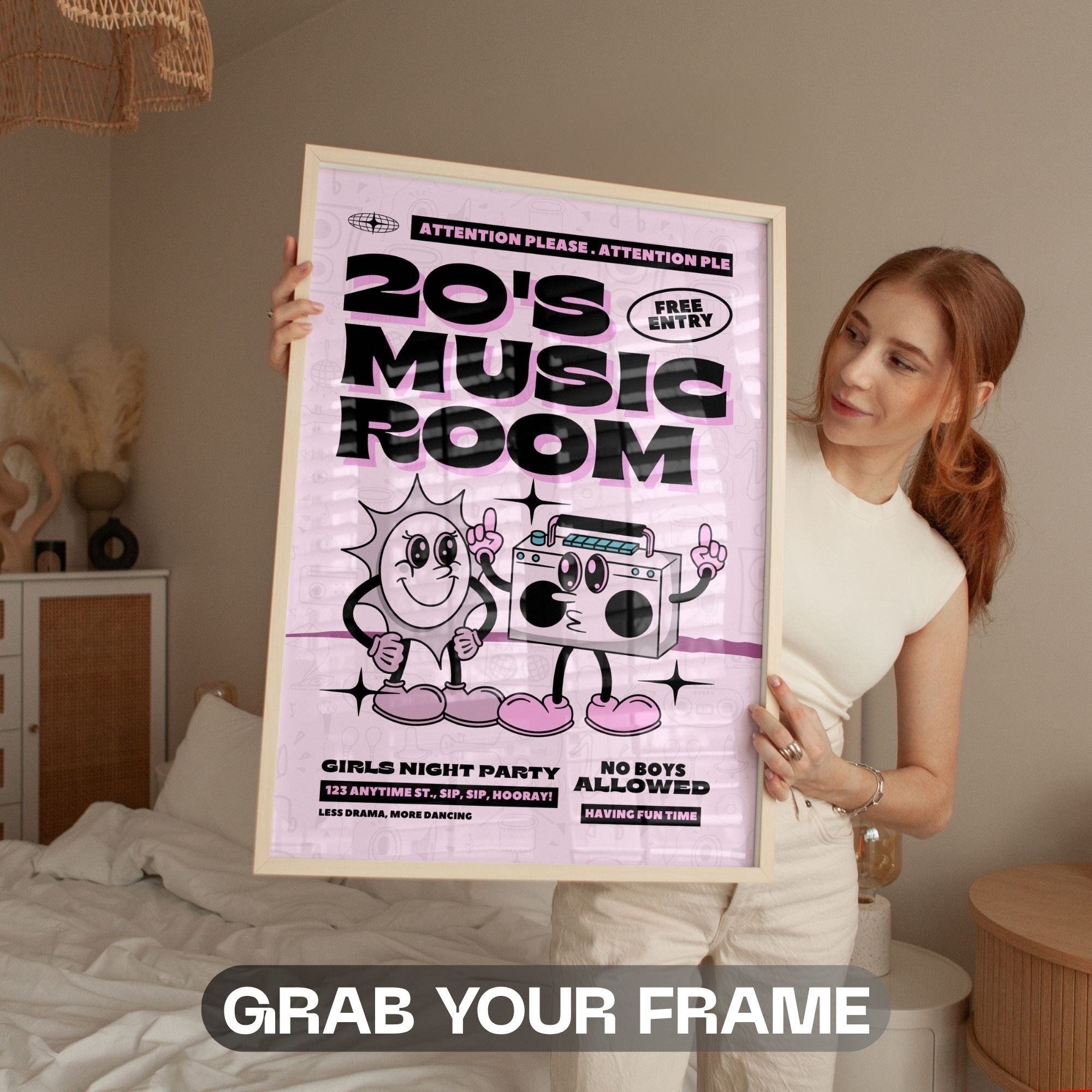 20's Music Room - Retro Girls Night Party Wall Art