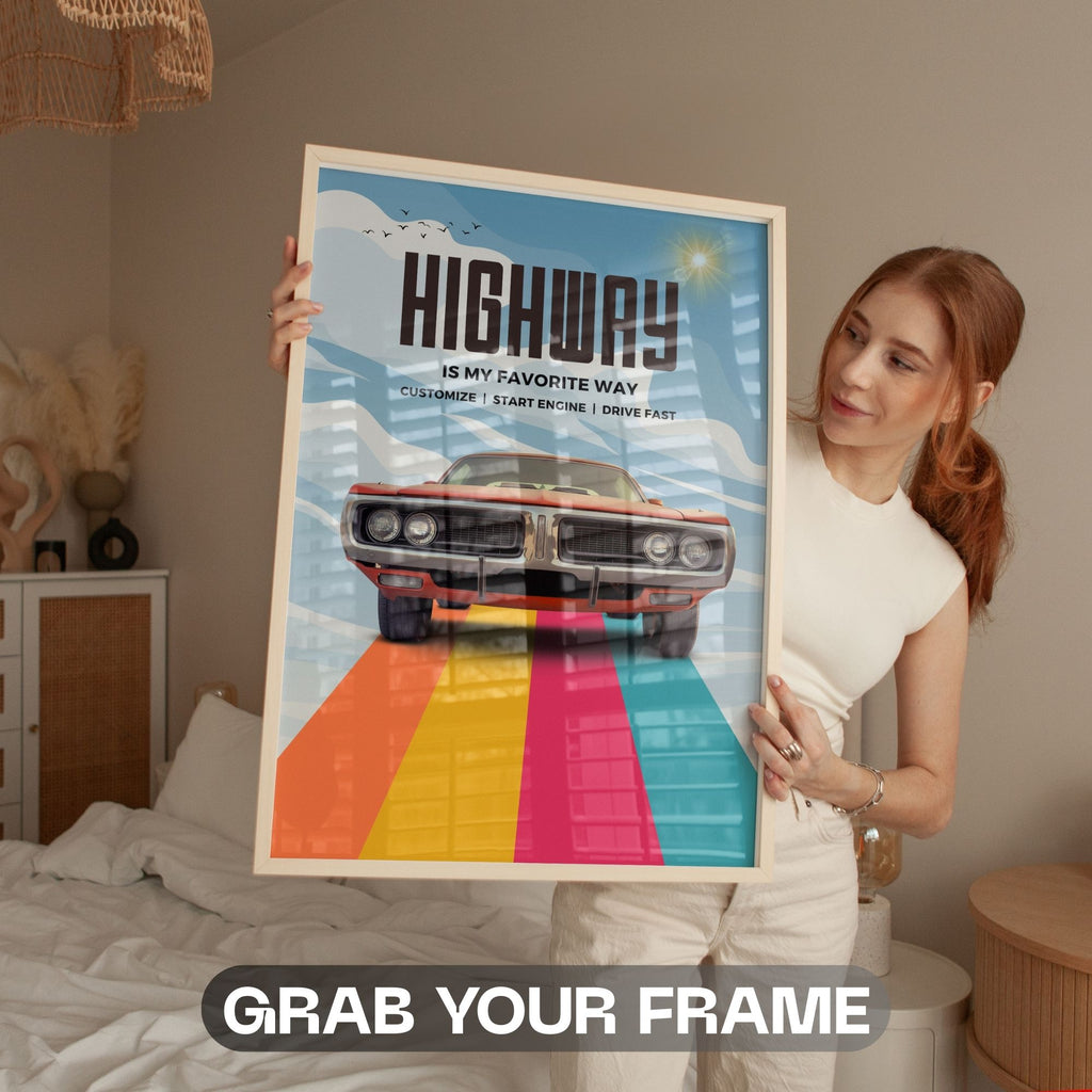 Highway is My Favorite Way - Vintage Muscle Car Wall Art