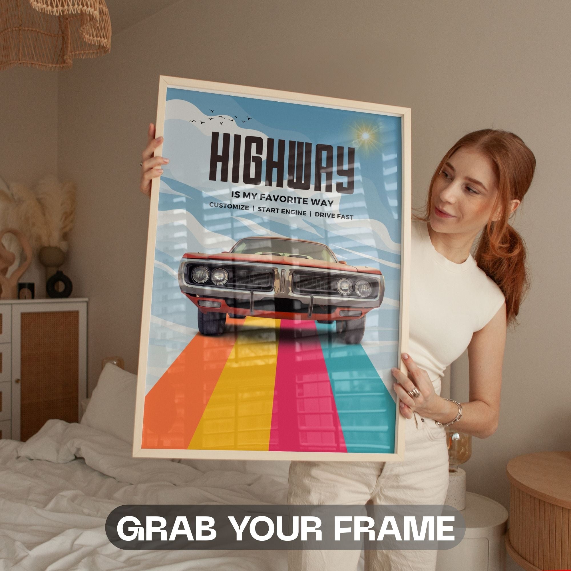 Highway is My Favorite Way - Vintage Muscle Car Wall Art