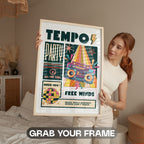 Tempo Party - Music Heals Wounds, Free Minds Retro Wall Art