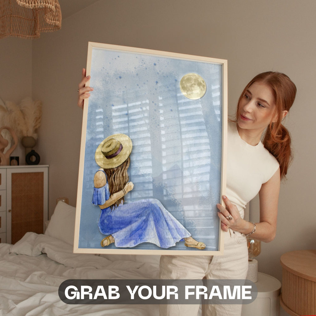 Moonlit Serenity - Mother &amp; Child Peaceful Moment Wall Art