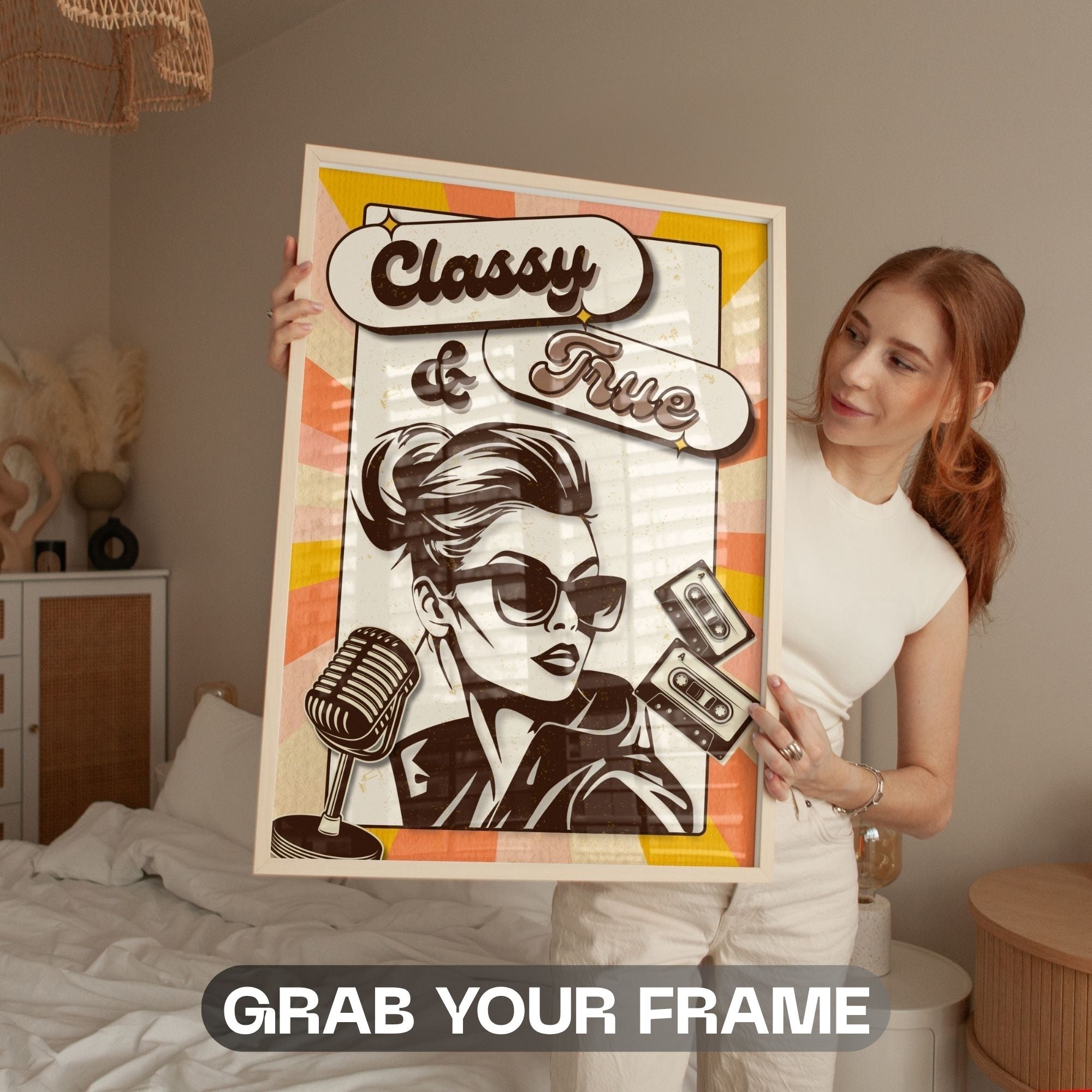 Classy & True - Retro Vintage Fashion Wall Art | 70s Style Woman Poster