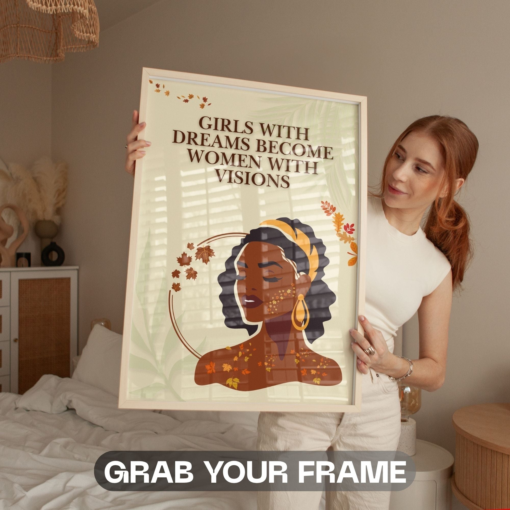 Girls With Dreams Become Women With Visions - Autumn Empowerment Wall Art