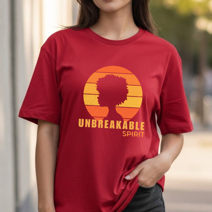 Unbreakable Spirit - Afro Silhouette Retro Sunset Circle Natural Hair Empowerment Artwork