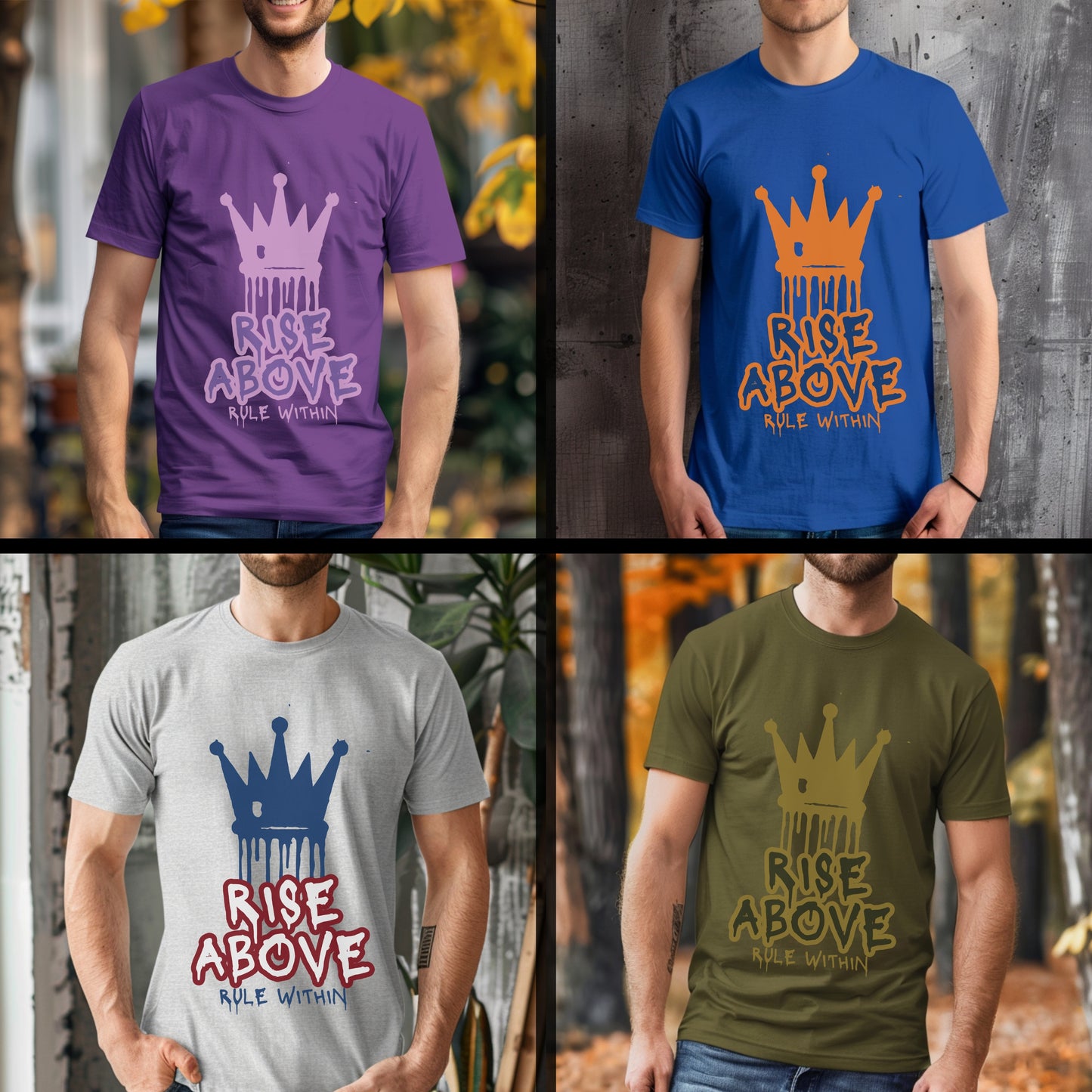Rise Above Rule Within - Crown Dripping Motivational Statement Artwork