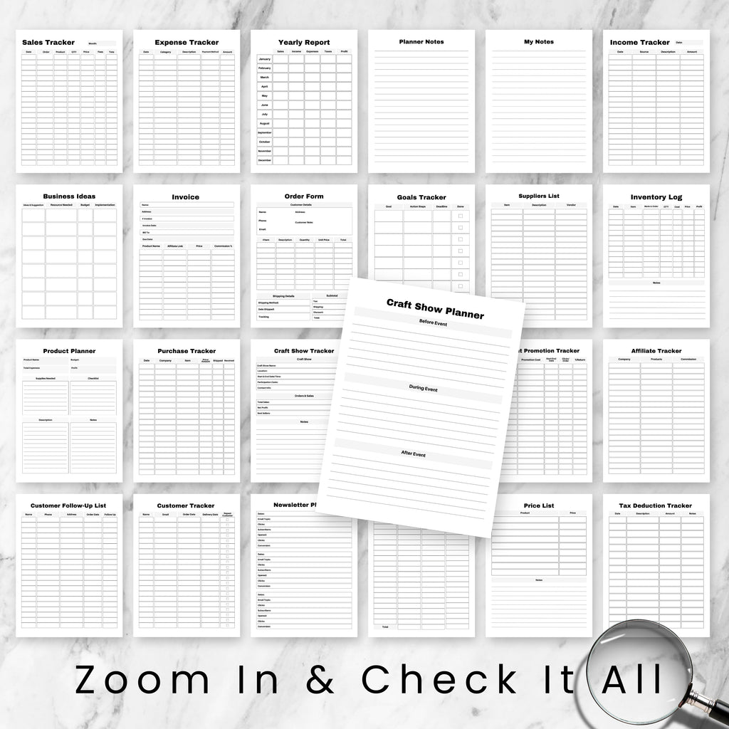 Business Planner & Tracker File Sheets