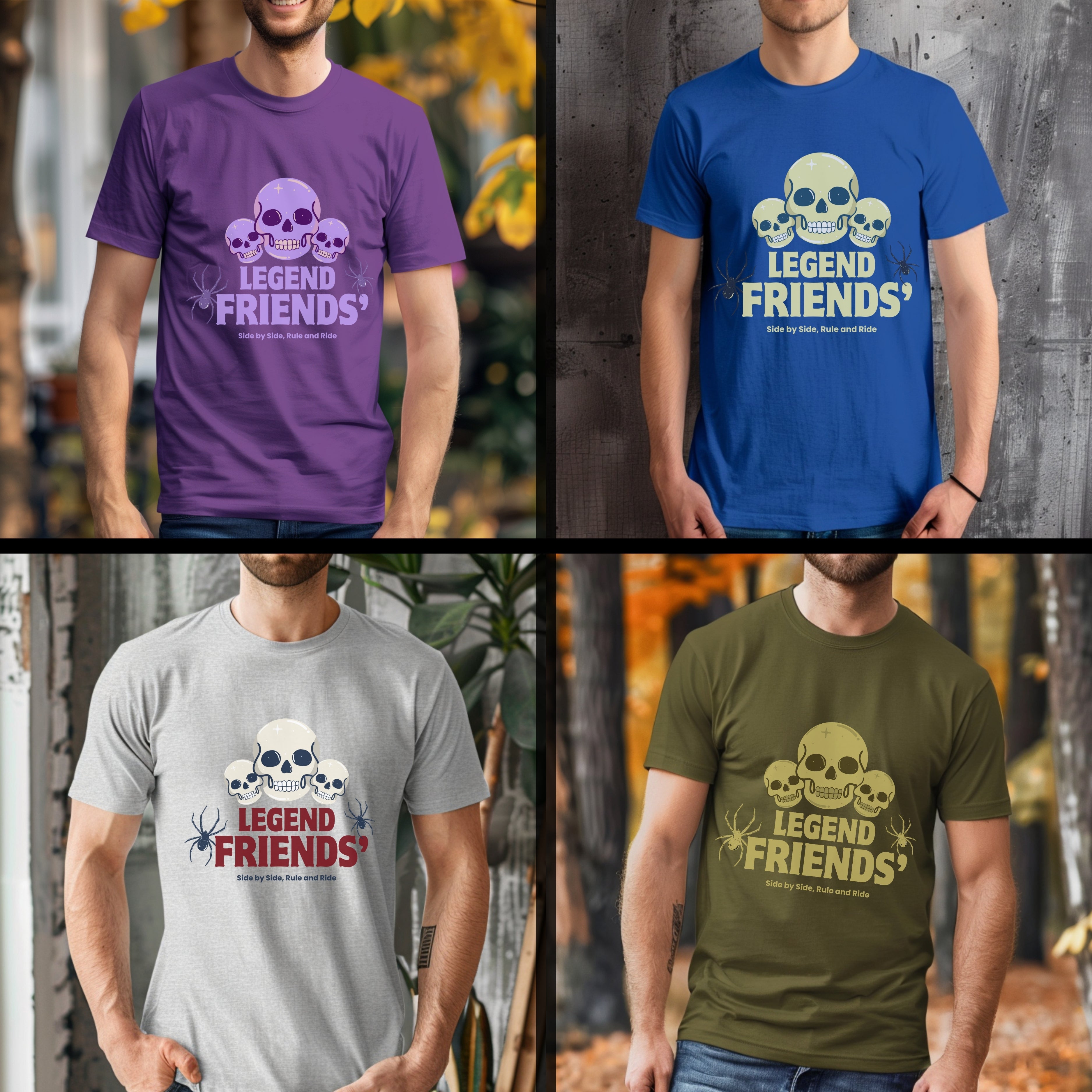 Legend Friends Side By Side Rule and Ride - Skull Spider Statement Artwork