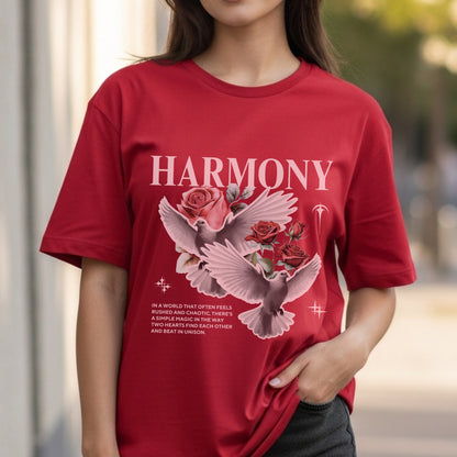 Harmony - Peaceful Doves & Roses Unity Connection Nature Statement Artwork