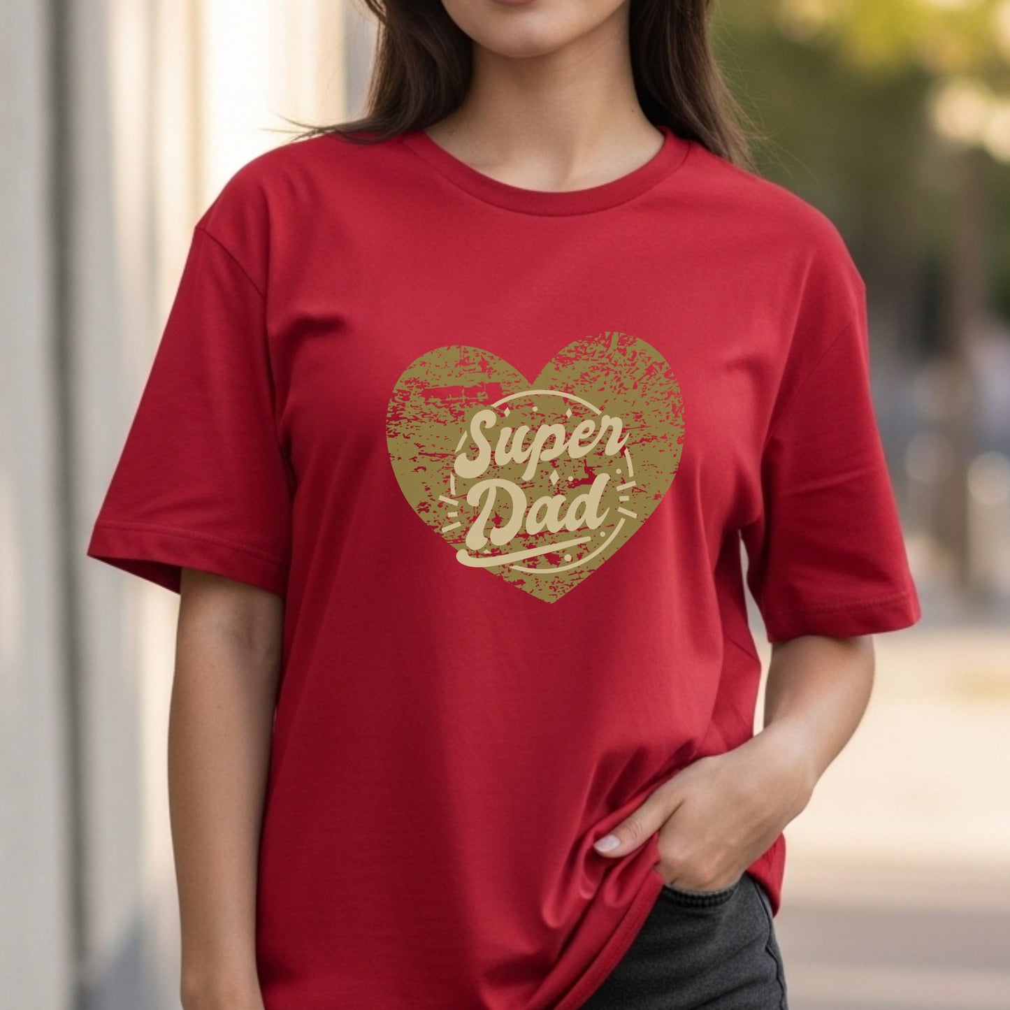 Super Dad - Distressed Red Heart Vintage Father's Day Love Appreciation Design