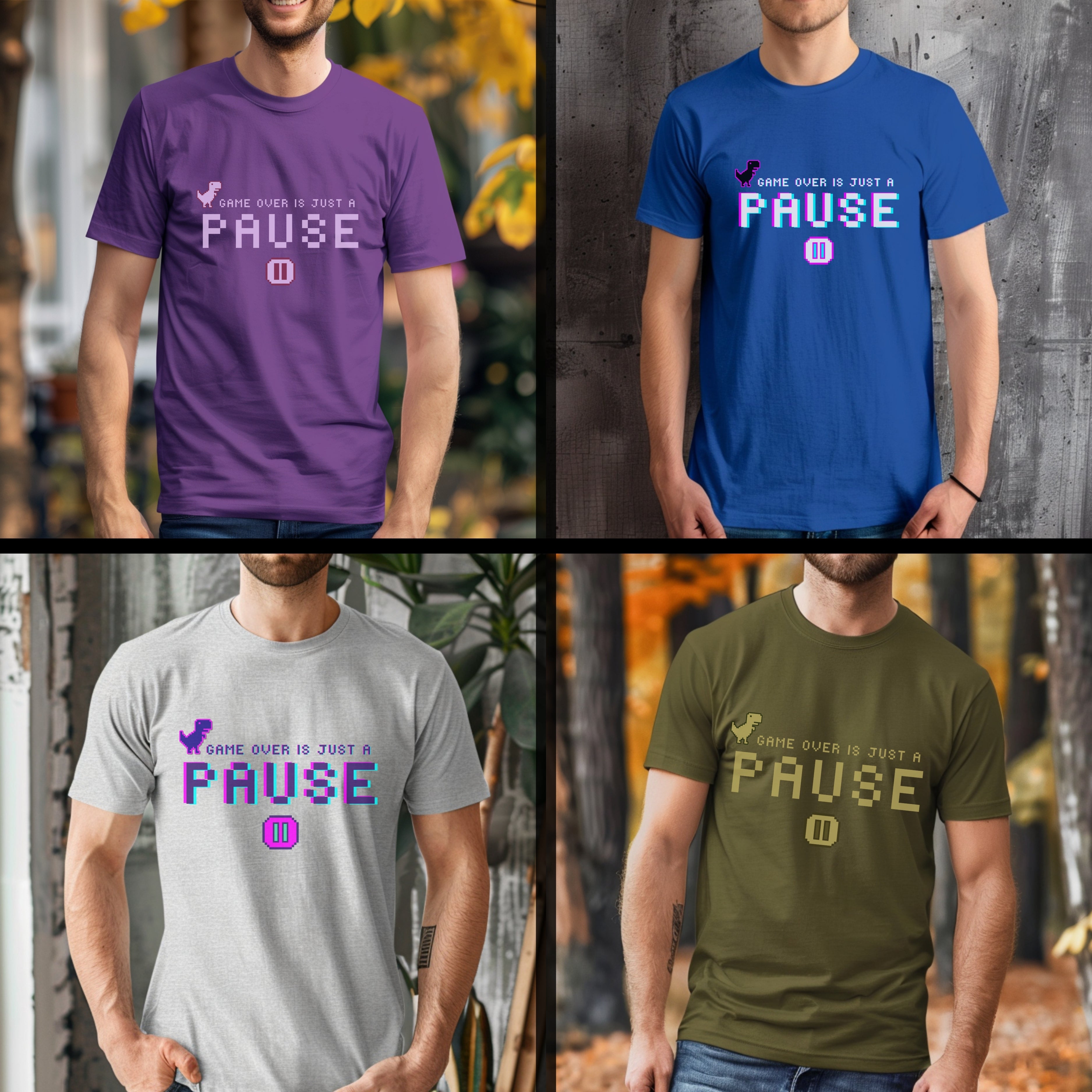 Game Over Is Just A Pause - Retro Gaming Motivational Statement Artwork