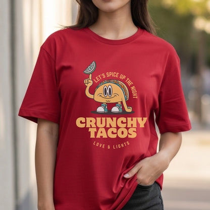 Let's Spice Up The Night - Crunchy Tacos Love & Lights Cartoon Character Fun Food Humor Artwok