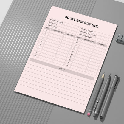 30 Weeks Saving Tracker