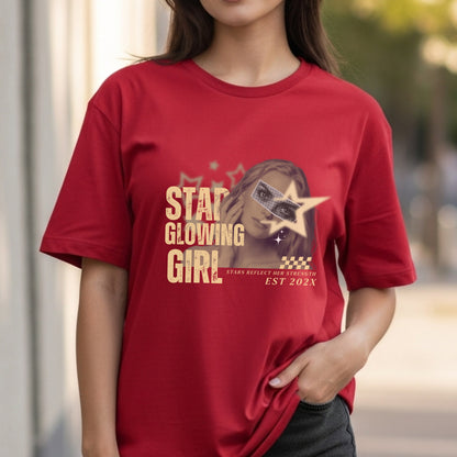 Star Glowing Girl Stars Reflect Her Strength - Y2K Pop Art Empowerment Statement Artwork