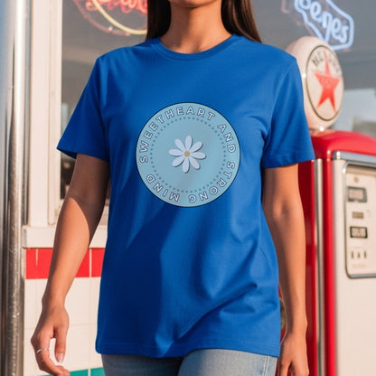 Sweetheart And Strong - Soft Daisy Flower Circle Empowered Femininity Statement Artwork