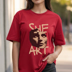 She Art - Minimalist Black & White Portrait Typography Artistic Statement Artwork