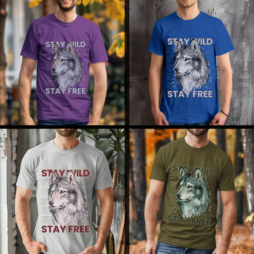 Stay Wild Stay Free - Wolf Nature Freedom Statement Artwork