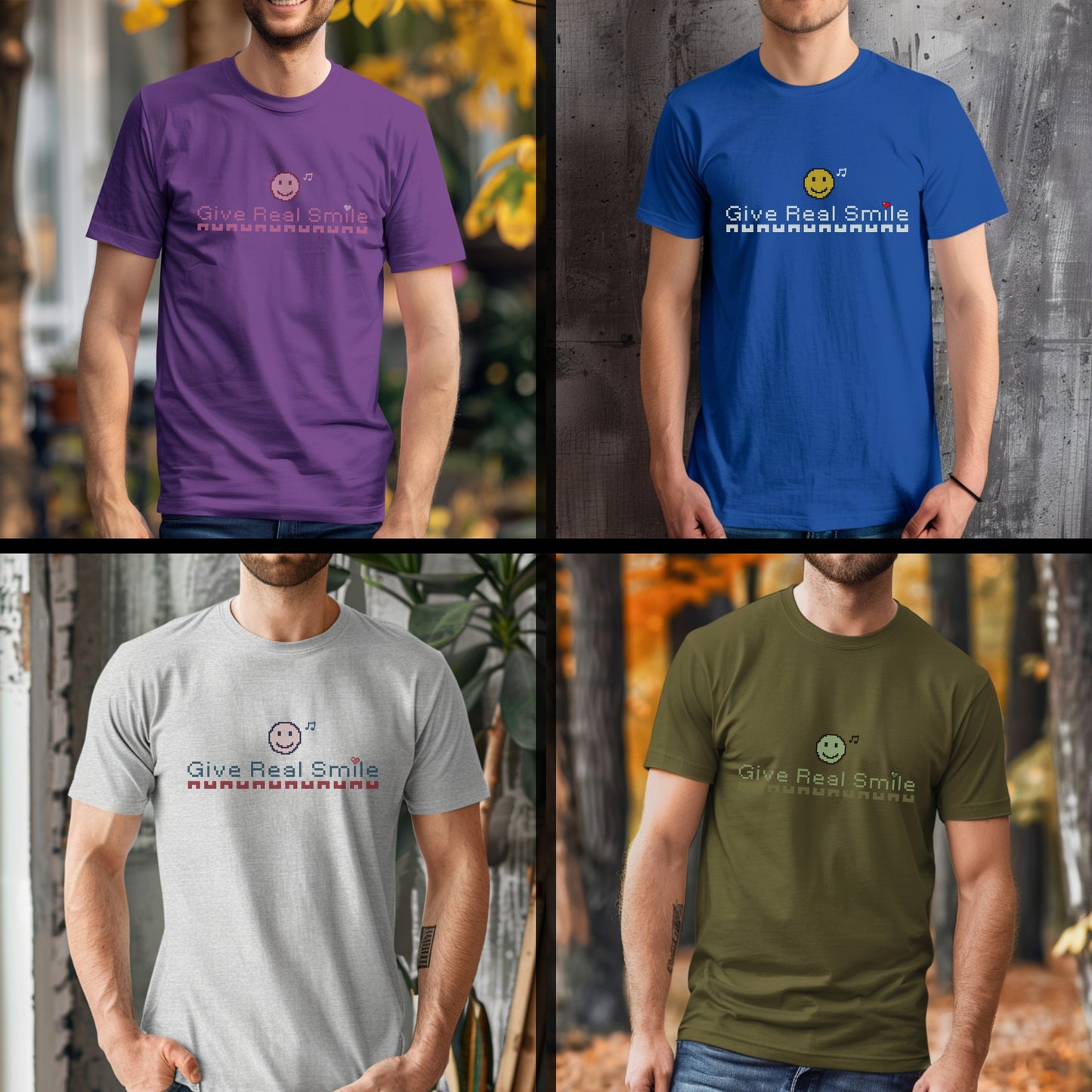 Give Real Smile - Retro Emoji Positivity Statement Artwork