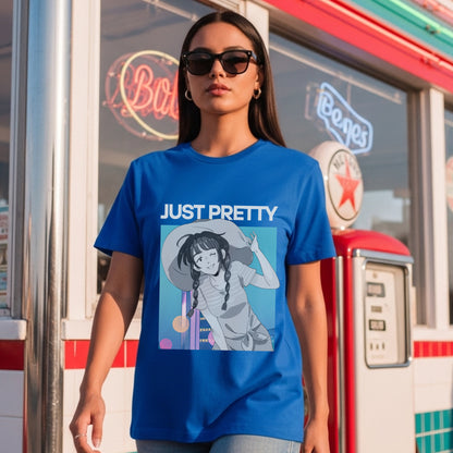 Just Pretty - Cute Anime Girl with Purple Braids Kawaii Aesthetic Illustration