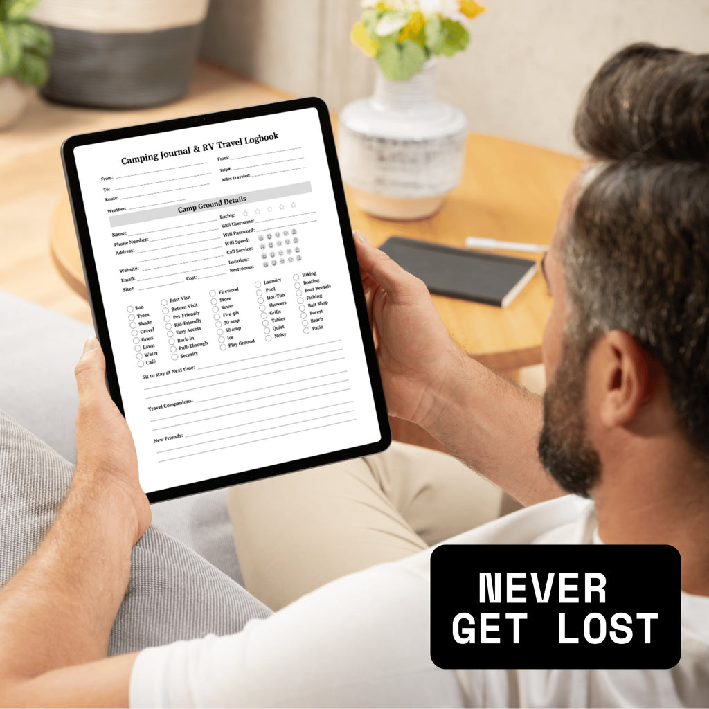 Camping Journal & RV Travel Logbook Sheets x2