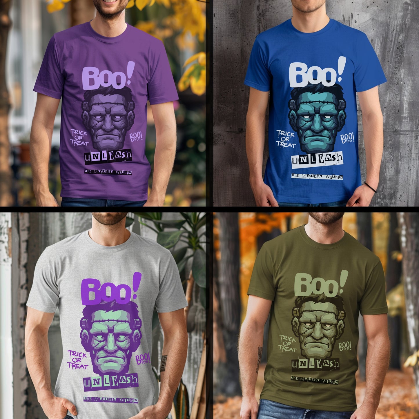 Boo Trick Or Treat Unleash - Frankenstein Halloween Statement Artwork