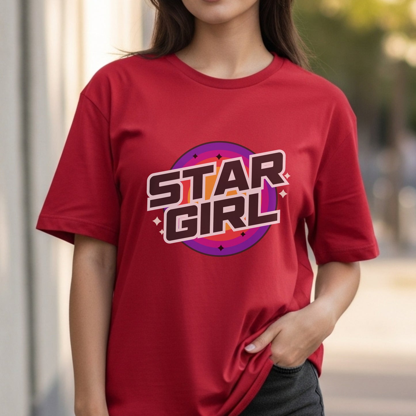 Star Girl - Retro Purple Pink Gradient Cosmic Universe Dreamer Statement Artwork