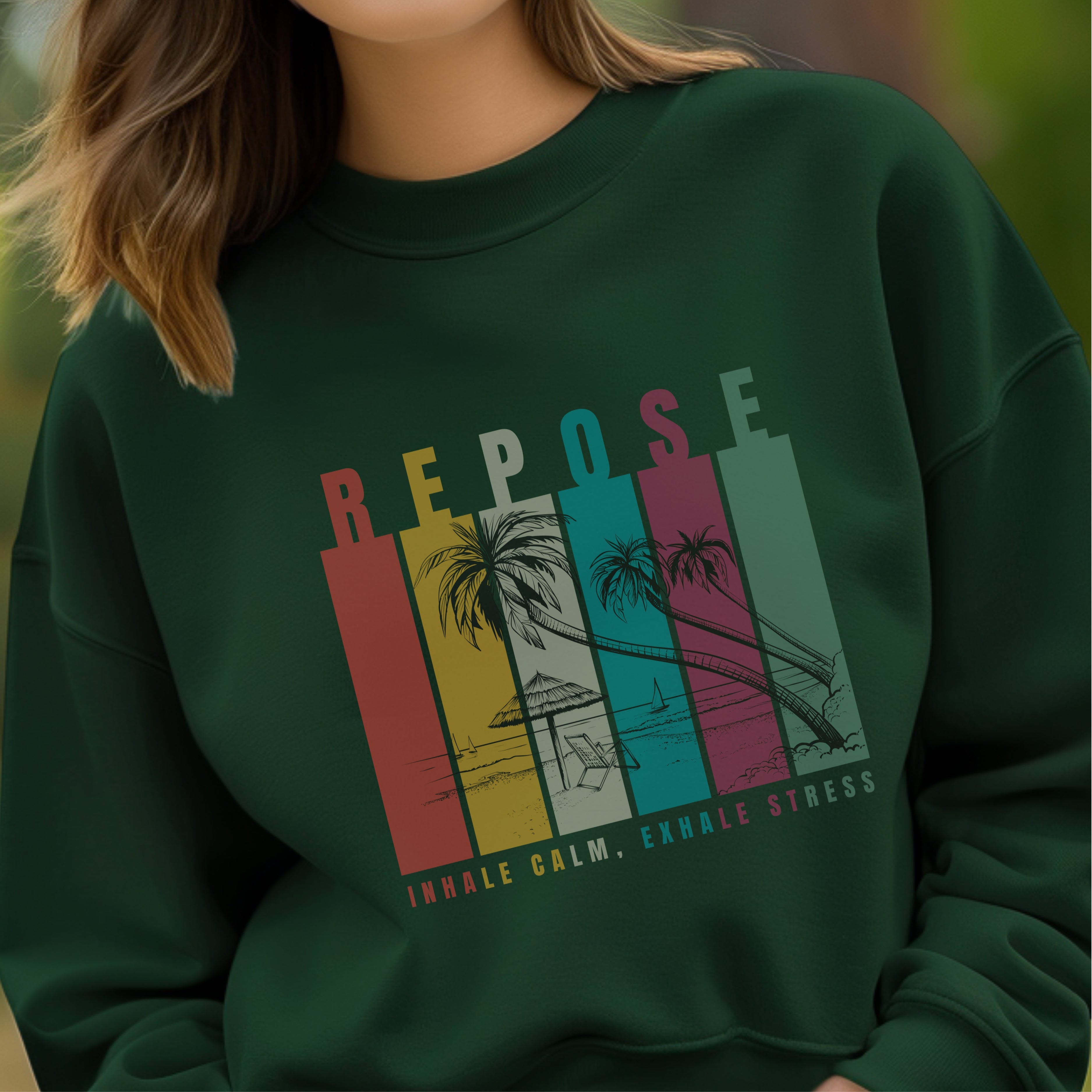 Repose - Retro Beach Mindfulness Breathwork Relaxation Wellness Statement Artwork