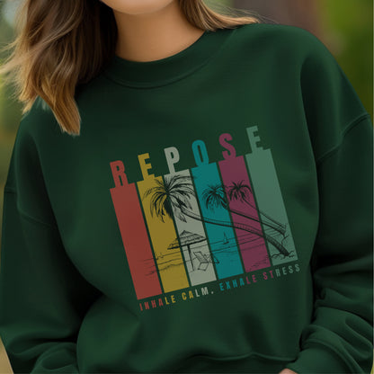 Repose - Retro Beach Mindfulness Breathwork Relaxation Wellness Statement Artwork