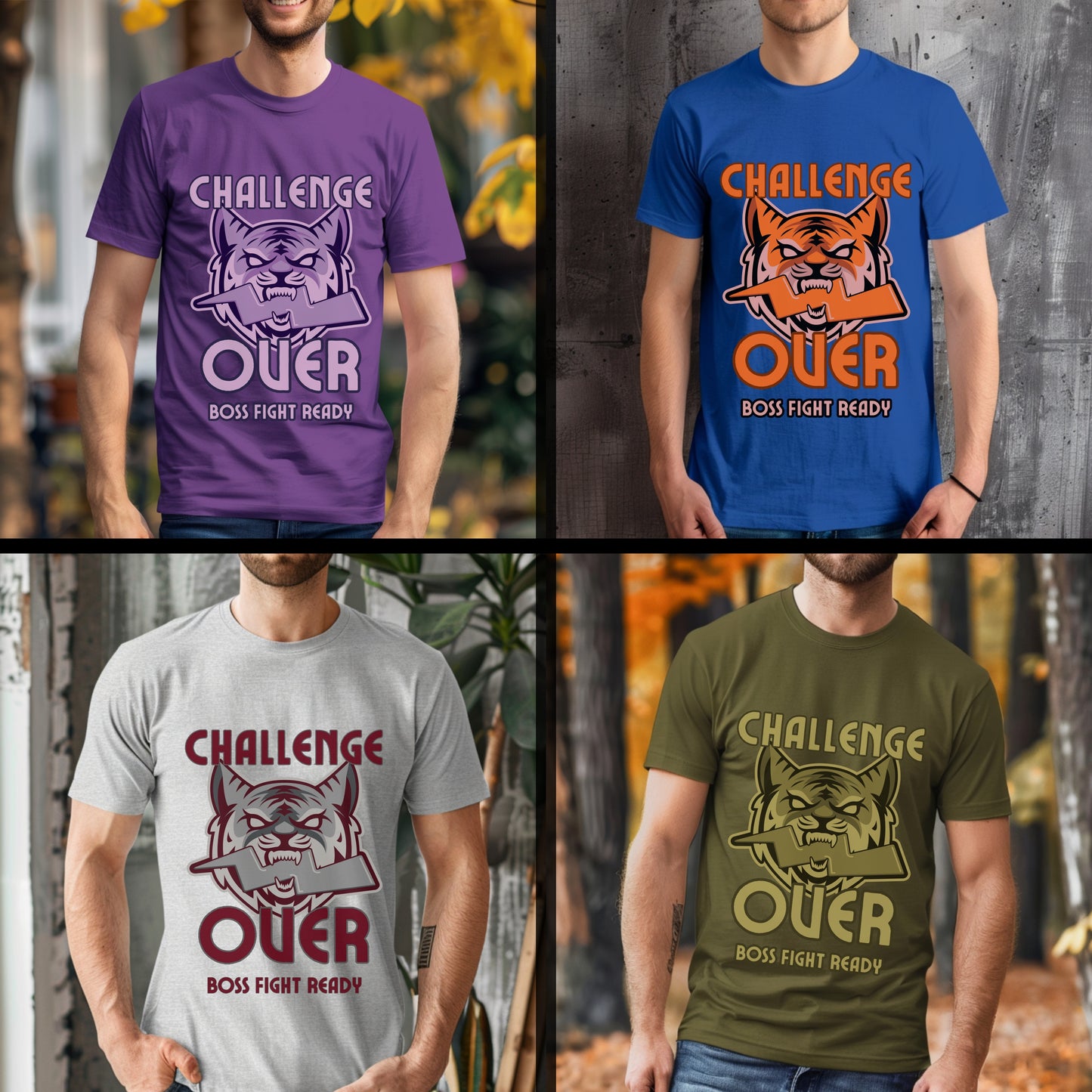 Challenge Over Boss Fight Ready - Gaming Motivational Statement Artwork